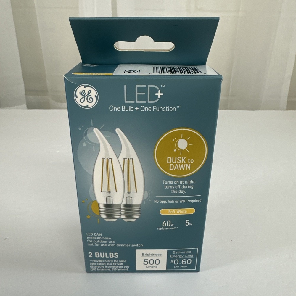 GE LED+ CA11 Dusk to Dawn Light Bulbs Automatic On/Off Outdoor Security New
